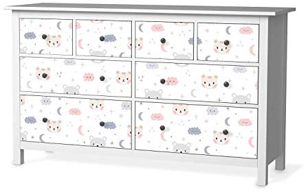 Möbel Klebefolie für Kinder - passend für IKEA Hemnes Kommode 8 Schubladen I Tolle Möbelsticker für Kinderzimmer Einrichtung I Design: Sweet Dreams