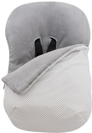 JYOKO KIDS Universal Winterfußsack für Babyschale Babyschale (Fleece, Grey Dots)