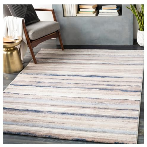 Livabliss Bruges Abstract Rug - Area Rugs Living Room 160x216 cm, Dining Room, Lounge, Kitchen, Bedroom - Modern Marble Large Rug, Soft Luxurious Easy Care Medium Pile, Grey, Ivory and Navy Blue
