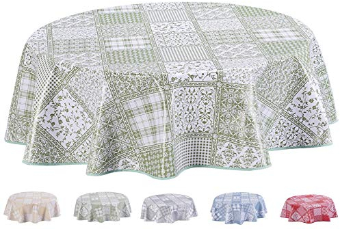 Home Direct Wachstuch Tischdecke Abwaschbar Rund 140cm Salbeigrün