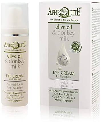 Aphrodite Anti-Falten & Anti-Pollution Augencreme. Mit Eselsmilch und Olivenöl angereicherte Augencreme zur Wiederherstellung der Ausstrahlung der Augenpartie, Eye Cream (30 ml / 1,01 fl oz)