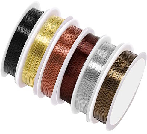 6 Rolls Jewelry Making Wire, 0.3mm Jewelry Beading Wire Thin Jewellery for Ring Making Wires Tarnish Resistant Bare Copper Jewelry Wire Craft Metal for Jewellery Making DIY(10m Per Roll)
