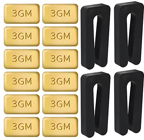 AIEX 4 Sets Techo Ventilador Aspas Equilibrio Kit Incluye 12 Piezas Metal Bloques de Oro Autoadhesivos 3G y 4 Piezas Clips Ventilador de Techo Negros para Equilibrar Peso