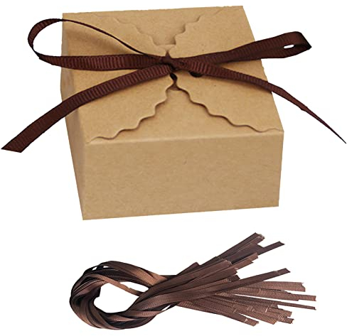 30 Stück Kraftpapier Box, Kraftpapier Geschenkbox, Kraftpapierbox mit Braunes Band, für Geschenkverpackungen, Geburtstagsgeschenke und Festivalgeschenke Verwendet