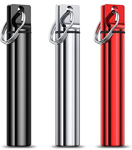 Metal Portable Toothpick Holder Box 3 Pieces ,Pocket Waterproof Case Toothpicks Container with Keychain for Outdoor Picnic and Camping travel purse Ear Wax Removal Tool Case Needle Holder cotton swab
