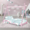 ML-Design Lettino per Bambini e Bambine Design Tepee con Rete Telaio a Doghe 70 x 140 cm Letto Basso a Forma di Tenda Indiana Giroletto in Legno di Pino Massiccio Rosa per Cameretta Bimbi