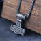 WYPAN Nordisch Wikinger Thors Hammer Talisman Halskette, Edelstahl Männer Vintage Nordischer Schmuck Keltischer Knoten Mjolnir Amulett Anhänger Mit Geschenktüte,Thor's Hammer,24 inches