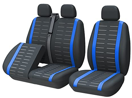 TOYOUN Universal Sitzbezüge Auto für Transporter LKW - Kompatibel mit Geteilter Basis Sitzunterseitenstauraum zugänglich, Autositzbezüge 1+2 Sitzbezug Schonbezüge, Blau