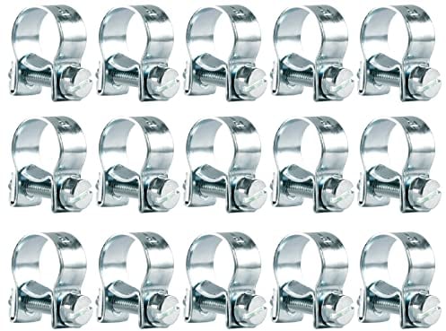 15Stk Schlauchschellen Stark 12-14mm Gelenkbolzenschelle Spannbackenschelle Bandschelle Schellen Rohrschellen Klein Schlauchklemmen für Mini Kraftstoffleitungs Benzinrohr Auspuffrohr