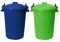 (𝐒𝐞𝐭 𝐎𝐟 𝟐) 50 Litre Clip Lock Storage Bin Large Dust Bin Food Grade Heavy Duty Plastic Kitchen Bin Waste Rubbish | Garden Compost Animal Feeding Bin - Made in UK. (Lime Green, Blue)