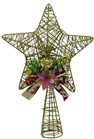 Gold Star Christmas Tree Topper (Xmas Decoration Angel Traditional Festive)