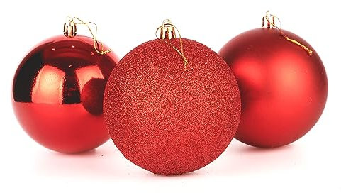10cm/3Pcs Christmas Baubles Shatterproof Red, Christmas Tree Decorations Ball Ornaments Balls Xmas Hanging Decorations Holiday Decor - Shiny,Matte,Glitter