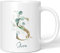 JUNIWORDS Tasse, Shera, Name Anfangsbuchstabe Initial Alphabet Floral Buchstabe S Monogramm Motiv, Weiß (5480613)