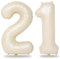 Lingqiang Cream 21st Birthday Balloons Her, 40 Inch Beige Foil Number 21 Balloons Boys Girls, Ivory White Birthday Party Balloons Numbers 2 & 1 Women Men 12th 21st Anniversary Decor Supplies