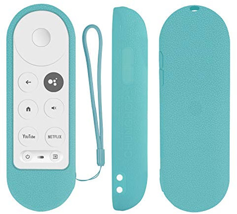 G9N9N Funda de Mandos a Distancia de Voz para 2020 Google Chromecast 4K Snow GA01409 GA01919 GA01920 GA01923 con 2 Botones Rápidos de Uso Común (Mando+Azul Luminoso Funda de Silicon)