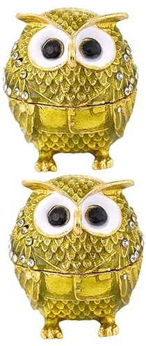 Cabilock 2st Eule Schmuckschatulle Desktop-eule-ornament Schmuck Organizer Eulen-dekor Halskettenhalter Emailliertes Schmuckkästchen Kleiner Schmuckbehälter Sammlung Schminktisch Legierung