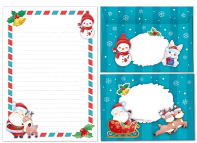 Briefpapier-Set Weihnachten Weihnachtsmann als Briefblock mit Umschlag für Kinder Mädchen Jungen Weihnachtsbriefpapier (Block A5 mit 25 Blätter + 15 Umschläge)