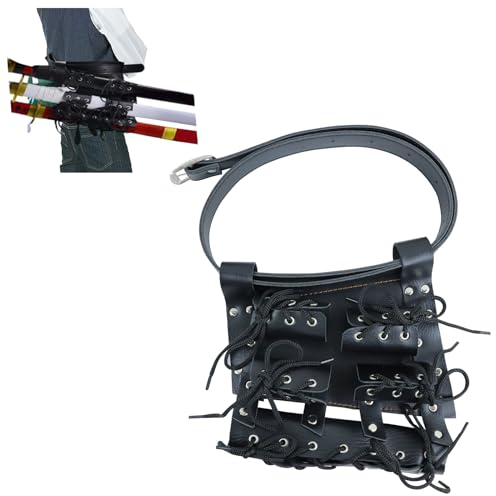 Qivine Katana Halterung, Mittelalterliche Retro Schwert Schulter Rücken Scheide Froschhalter für 3 Schwerter, Schwerthalter Gürtel, Katana Gürtel, Verstellbarer Waffe Taille Scheide, Schwarz