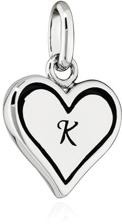 NKlaus Kettenanhänger Herz mit K Buchstabe 925 Silber 10x10mm Alphabet Amulett klein 15399