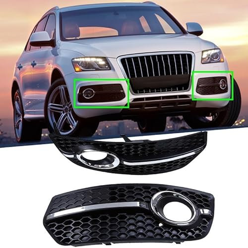 VINAUD Nebelscheinwerfergitter Für Audi Q5 8R MK1 Pre-Facelift 2008 2009 2010 2011 2012 Front Stoßstange Nebel Licht Lampe Grills Abdeckung Nebelscheinwerferblenden.