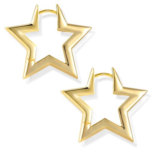 ALEXCRAFT Star Earrings Gold 27mm Earrings For Women Gold Plated Earrings