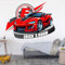 AdesiivoStudio Autozimmer Deko für Jungen - Rennflaggen Namens-Wandtattoo - Personalisierte Wandkunst für Jungen, Babys und Kinder - Individuelles Namens-Wandtattoo mit Rennwagen Motiv