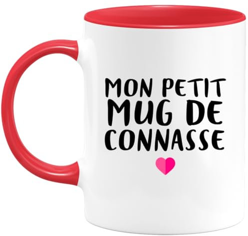 quotedazur - Mug Personnalisé Humour Mon Petit Mug De Connasse - Tasse Humoristique Femme Cadeau Noël Original Râleuse Chiante - Rouge/Céramique