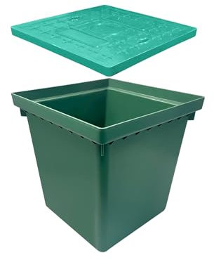 Natotela Unterirdische Spleißbox mit FRP-Inspektionsabdeckung, 40,6 x 40,6 x 40,6 cm, tiefes Gehäuse, vorgefertigte Polyethylen-Verteilergrube, Zugang zu elektrischen Abzweigdosen, bohrbar, konische