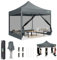 COBIZI Tonnelle Pliante 3x3m Robuste avec 4 Parois, Tente Reception Imperméable avec Moustiquaire, Barnum Pliant Professional Hauteur Réglable, Installation Facile avec Sac de Transport (Gris)