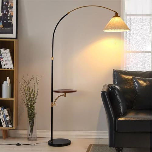 Wylolik Multifunktionale Stehlampe mit Tisch-Faltenschirm vertikale Lampe Bogen Augenpflege Lese-Stehleuchte Moderne, praktische hohe Lampen, dekorative Eck-Stehleuchte für Wohnzimmer Schlafzimmer