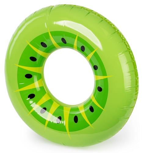 SPLASH! Inflatable Swim Ring 90cm - Durable PVC Pool Float for Adults and Kids, Supports up to 80kg, Certified Safe, Perfect for Summer Fun” (Kiwi)
