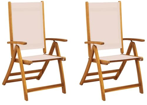 vidaXL Klappstühle, 2 Stück, Massivholz Akazie und Textilene