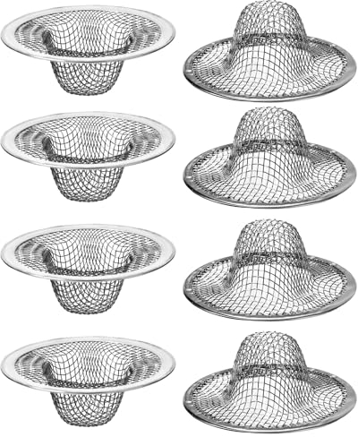8 Pcs Sink Strainer, 2.12 Top / 1 Bathroom Stainless Steel Mesh Drain Filter Small Hair Basket Catcher Fits Most Kitchen Sinks Bathroom Sinks Shower Drains Floor Drain