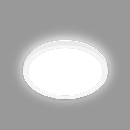 BRILONER - LED Deckenlampe mit indirektem Licht, flach, neutralweißes Licht, Lampe, Deckenleuchte, Wohnzimmerlampe, LED Panel, Küchenlampe, Deckenbeleuchtung, 24x3 cm, Weiß