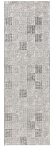 benuta Nest Teppich Bronco - Grau 80x250 cm - Kunstfaser - Outdoor geeignet - Läufer & im Style: Geometrisch, Minimalistisch - Pflegeleicht für Wohnzimmer Schlafzimmer