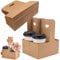 100 Pack 2 Cup Drink Carrier with Handle, To Go Coffee Cup Carrier, Disposable Kraft Paperboard Cup Holder, Portable Handled Cup Carriers for Cold/Hot Drinks, Cafe Restaurant Food Service Delivery