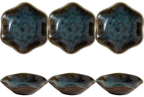 Sightday 6PCS Art Deco Ceramic Dipping Bowls, Small (100ml), Stackable, Non-Slip, Handcrafted, Peacock