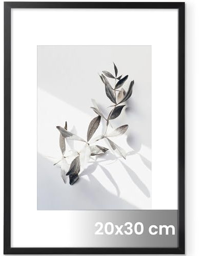 Feihorrm Bilderrahmen 20x30 Schwarz, Aluminium 20x30 cm Fotorahmen, Metall Posterrahmen Mit gehärtetem Glas, Für 20x30 cm-Fotos oder 12x17 cm-Fotos mit Passepartout, ideal in Kunstwerke, Zertifikate
