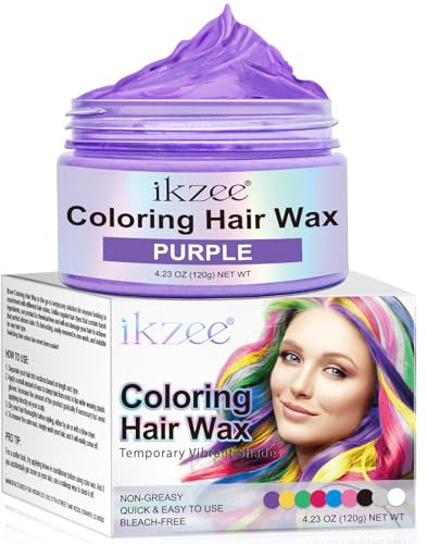 Temporäre Haarfarbe, 120g Auswaschbar Haarfarbe Hair Wax Color Haartone für Männer Frauen, Haarfärbemittel Wachs für DIY, Party, Cosplay, Halloween (Morado, 120g)