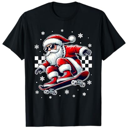 Weihnachtsoutfit Cooler Weihnachtsmann Skateboard Skater T-Shirt
