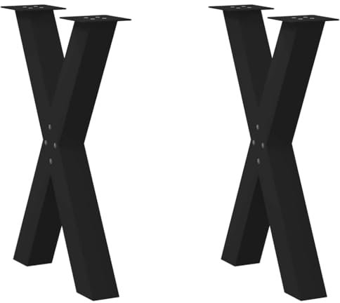vidaXL Esstischbeine X-Form 2 STK. Schwarz 60x(72-73) cm Stahl, Tischbein, Tischbein Metall, Esstischbein, Möbelbein, Schreibtischbein