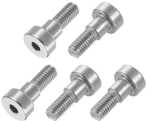 sourcing map 6Pcs 304 Stainless Steel Shoulder Bolt 6mm Shoulder Dia 5mm Shoulder Length M5 Thread Hex Socket Shoulder Bolts for Textile Hydraulic Injection Molding Machinery Industries