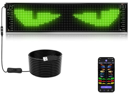 XAXVSTS Devil Eyes LED Sign for Car,15x4 Full Color Huge Bright Scrolling Led Light Sign for Car Window,LED Eye Lights for Truck,App Control USB 5V