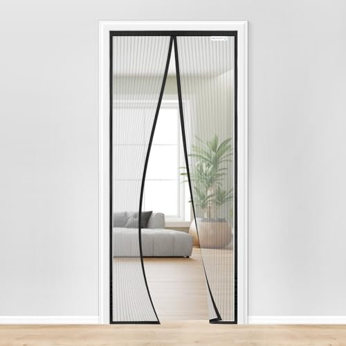 Wzlxcxxy Mosquitera Puerta Magnetica 140x220cm | Mosquitero Magnético para Puerta, Anti-Insectos, sin Taladros, Cierre Automático – Negro