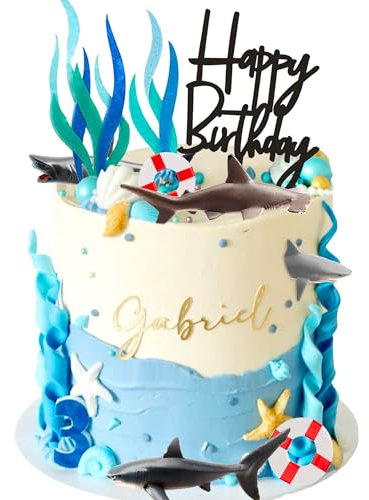 squalo cake topper figura di squalo sotto il mare decorazione per baby shower festa di compleanno a tema oceano
