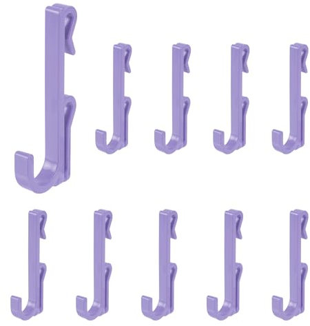 sourcing map 10 Grid Wall Hooks, 2.8 Inch Grid Wall Panel Plastic Utility Hook, Shelf Hooks for Garage Store Warehouse Shop Home Hanging, Purple