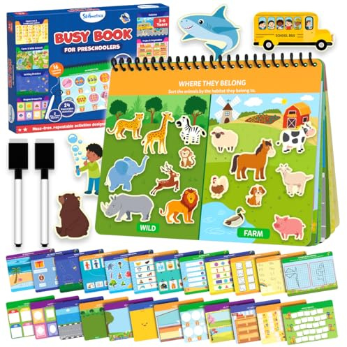 Skillmatics Busy Book – Mess-Free Learning Activity, Gift for Kids | Pre-Assembled, 150+ Reusable Stickers, Educational Homeschool & Travel Toy, Gift for Toddlers & Preschoolers Ages 3, 4, 5, 6