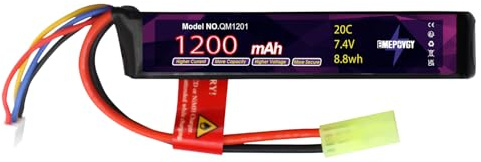 EMEPOVGY 2S Lipo Airsoft Battery 7.4V 1200mAh 20C Rechargeable Lithium Polymer Battery Pack with Mini TMY Plug for Airsoft Guns Rifle- 2096
