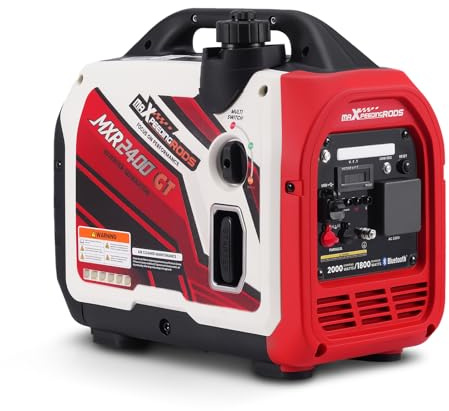 maXpeedingrods 2400 W Inverter Generatore di corrente a benzina, App Bluetooth® per il monitoraggio remoto dei dati, solo 15 kg, compatto e leggero per camper campeggio all'aperto e uso domestico.