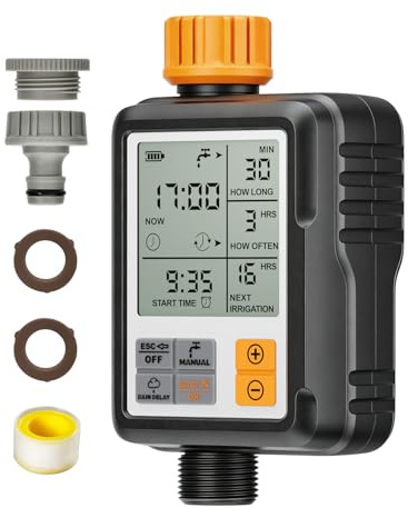 Shrivee Programmatore di Irrigazione a Batteria 1 Via Automatica Timer Irrigazione per Giardino/Prato/Orto/Vasi